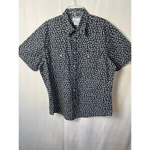 Wrangler Wrancher Mens Pearl Snap Western Shirt XL Blue Paisley Short Sleeve